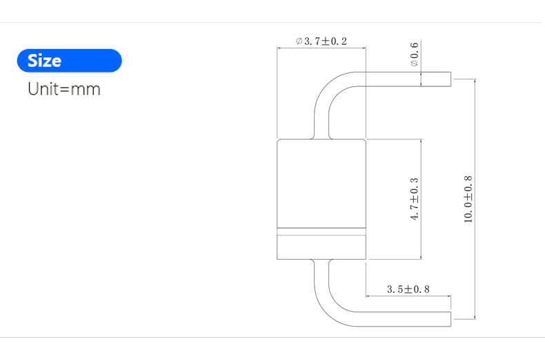 贴片精密倾斜滚珠开关 BL-3645-45L 规格尺寸图